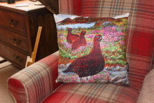 Load image into Gallery viewer, red grouse cushion by Helen Elizabeth