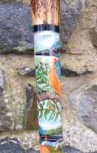 Load image into Gallery viewer, Kingfisher by river hand painted stag horn thumbstick by helen elizabeth