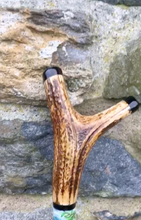 Load image into Gallery viewer, Kingfisher by river hand painted stag horn thumbstick by helen elizabeth