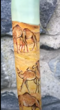 Load image into Gallery viewer, Camels in the Desert- Hand Painted Stag Horn Thumbstick by Helen Elizabeth