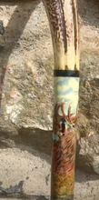 Load image into Gallery viewer, Hand painted Stag Horn Thumbstick MacNab by Helen Elizabeth Studios