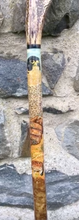 Load image into Gallery viewer, Handpainted Stag Horn Thumb Stick depicting Falcon on Glove by Helen Elizabeth Studios