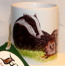 Load image into Gallery viewer, Wildlife Getting Along Collection - Badger & Hedgehog Ceramic Mug and Coaster