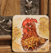 Load image into Gallery viewer, curley cockerel mug and coaster by Helen Elizabeth
