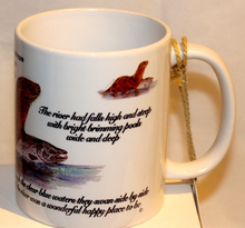 Load image into Gallery viewer, Wildlife Getting Along Collection - Otter and Salmon Ceramic Mug and Coaster with Poem