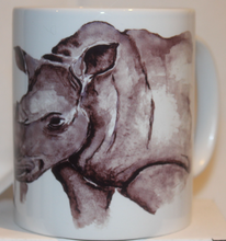 Load image into Gallery viewer, Rhino mug and coaster by Helen Elizabeth