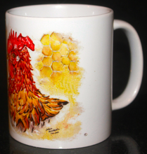 Load image into Gallery viewer, curley cockerel mug and coaster by Helen Elizabeth