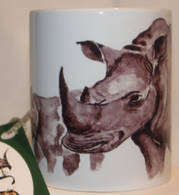 Load image into Gallery viewer, Rhino mug and coaster by Helen Elizabeth