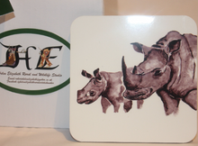 Load image into Gallery viewer, Rhino mug and coaster by Helen Elizabeth