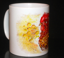 Load image into Gallery viewer, curley cockerel mug and coaster by Helen Elizabeth