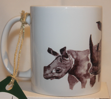Load image into Gallery viewer, Rhino mug and coaster by Helen Elizabeth
