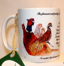 Load image into Gallery viewer, Pheasant and friends with poem mug and coaster by Helen Elizabeth