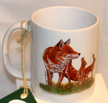 Load image into Gallery viewer, Wildlife Getting Along Collection - Fox, Rabbit and Hare Ceramic Mug and Coaster by Helen Elizabeth