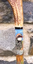 Load image into Gallery viewer, French partridge handpainted antler thumbstick by Helen Elizabeth Studios antler thumbstick staghorn thumbstick
