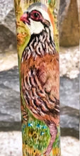 Load image into Gallery viewer, French partridge handpainted antler thumbstick by Helen Elizabeth Studios. antler thumbstick staghorn thumbstick