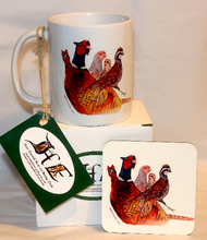 Load image into Gallery viewer, Pheasant and friends mug and coaster by Helen Elizabeth