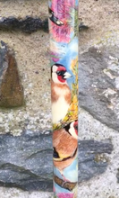 Load image into Gallery viewer, Goldfinch on thistle hand painted stag horn thumbstick by Helen Elizabeth Studios