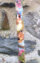 Load image into Gallery viewer, Goldfinch on thistle hand painted stag horn thumbstick by Helen Elizabeth Studios