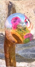Load image into Gallery viewer, goldfinch knob ball walking stick Helen Elizabeth studios