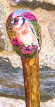 Load image into Gallery viewer, goldfinch knob ball walking stick Helen Elizabeth studios