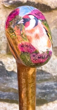 Load image into Gallery viewer, goldfinch knob ball walking stick Helen Elizabeth studios
