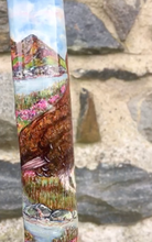 Load image into Gallery viewer, Red Grouse Hand Painted Hazel Thumbstick with Antler Handle by Helen Elizabeth