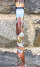 Load image into Gallery viewer, Red Grouse Hand Painted Hazel Thumbstick with Antler Handle by Helen Elizabeth