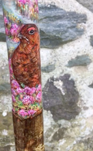 Load image into Gallery viewer, Red Grouse Hand Painted Hazel Thumbstick with Antler Handle by Helen Elizabeth