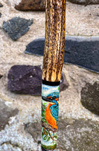 Load image into Gallery viewer, Kingfisher by river hand painted stag horn thumbstick by helen elizabeth