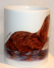 Load image into Gallery viewer, Wildlife Getting Along Collection - Otter and Salmon Ceramic Mug and Coaster by Helen Elizabeth