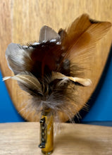 Load image into Gallery viewer, Natural Feather Cartridge Pin/Brooch for Hat, Lapel or Wrap (23)
