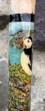 Load image into Gallery viewer, Puffins Painted on Antler Handle Hazel Thumbstick by Helen Elizabeth StudiosHelen 
