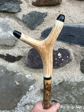Load image into Gallery viewer, Hazel Wood Antler Handle Wading Staff Stick 
