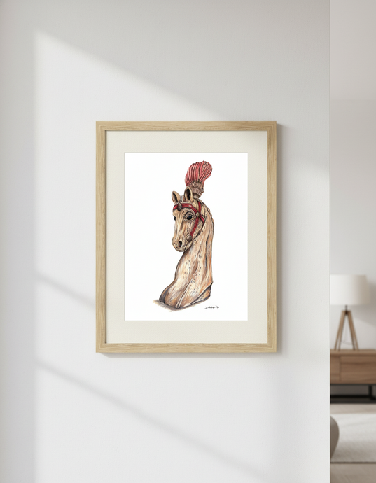 Carousel Horse Signed Limited  Edition Print Giclee by Helen Elizabeth Studios
