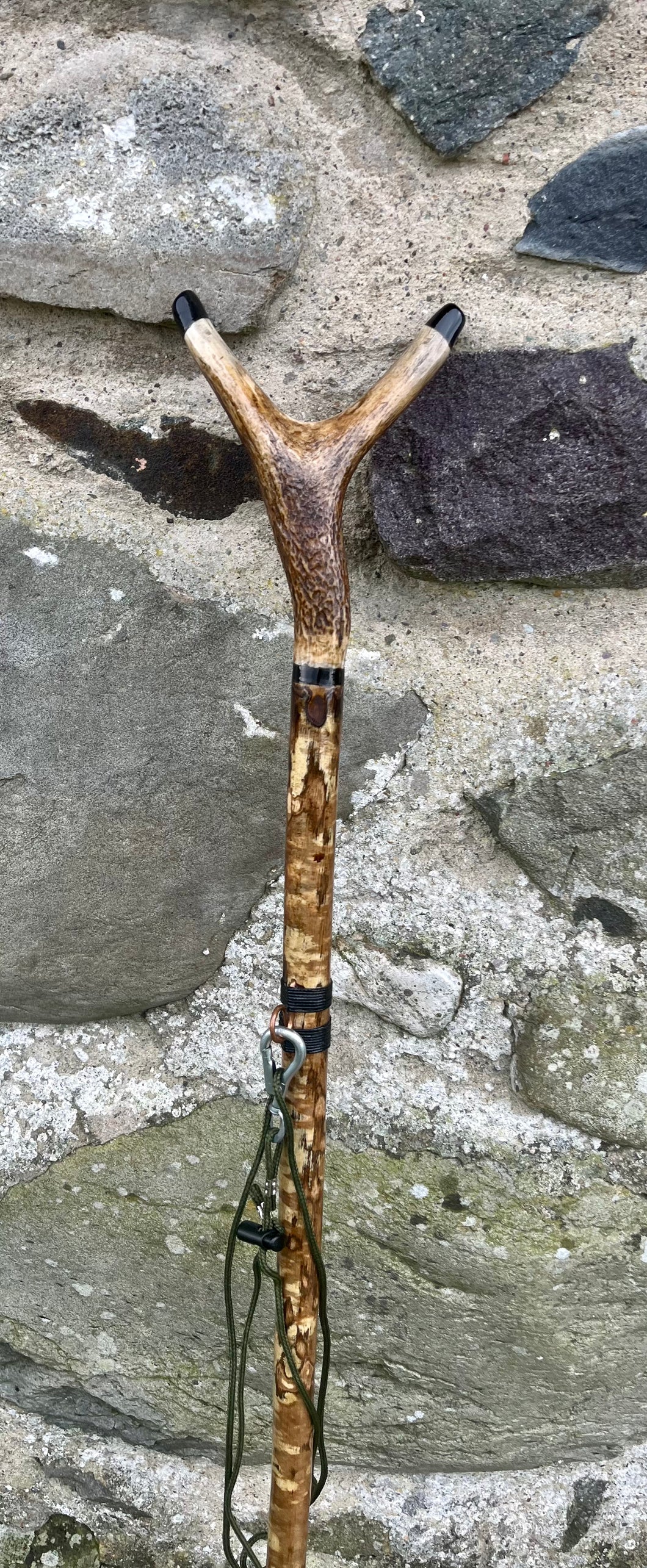 Hazel Wood Antler Handle Wading Staff Stick 