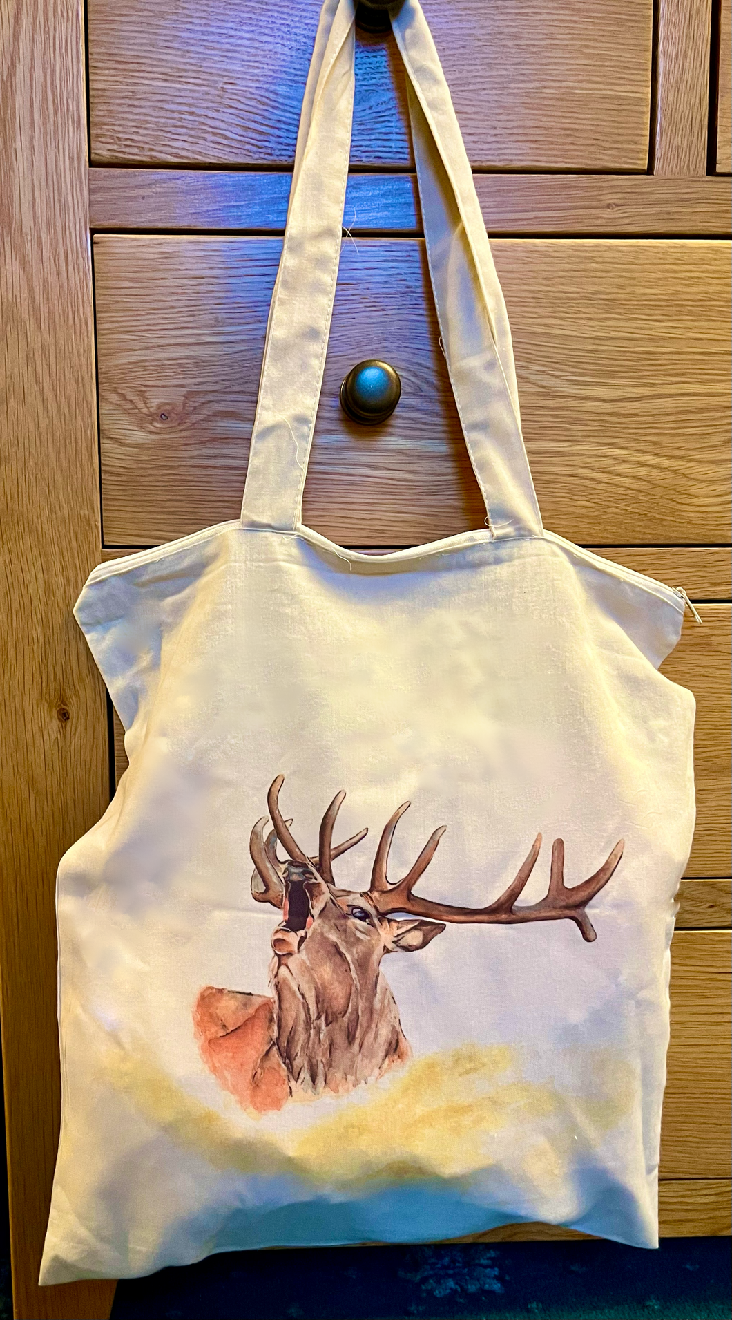 Roaring Stag- Vienna Natural Tote with Zip