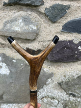 Load image into Gallery viewer, Hazel Wood Thumbstick Antler Handled Wading Staff Stick (19)
