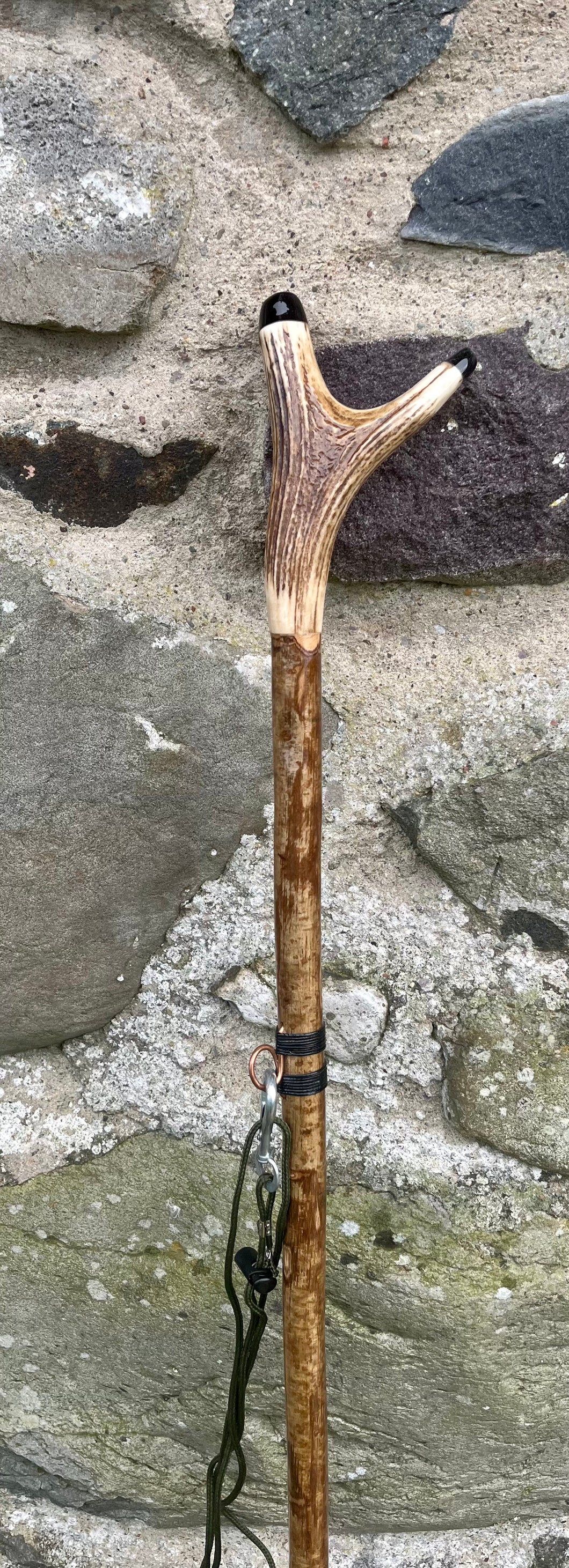 Hazel Wood Antler Handle Wading Staff Stick 