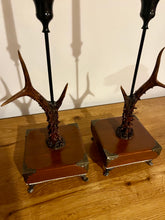 Load image into Gallery viewer, A Pair of Rustic Roe Deer Stag Antler Candlestick Holders  - Pair (#9)
