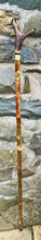 Load image into Gallery viewer, Red Grouse Hand Painted Hazel Thumbstick with Antler Handle by Helen Elizabeth

