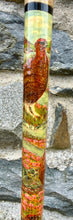Load image into Gallery viewer, Red Grouse Hand Painted Hazel Thumbstick with Antler Handle by Helen Elizabeth
