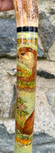 Load image into Gallery viewer, Otters  on hazel country antler handled thumbstick
