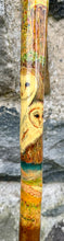 Load image into Gallery viewer, Barn Owls on hazel country antler handled thumbstick
