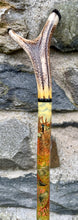 Load image into Gallery viewer, red stag grouse salmon antler hazel country thumbstick by Helen Elizabeth
