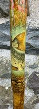 Load image into Gallery viewer, red stag grouse salmon antler hazel country thumbstick by Helen Elizabeth

