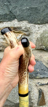 Load image into Gallery viewer, red stag grouse salmon antler hazel country thumbstick by Helen Elizabeth
