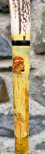 Load image into Gallery viewer, Desert Scene with Saluki and Falcon - Hand Painted Hazel Thumbstick with Antler Handle
