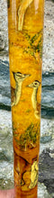 Load image into Gallery viewer, Falcon on Glove Desert Scene with Saluki Dog  - Antler handled Hazel Country Thumbstick/hiking/walking stick by Helen Elizabeth
