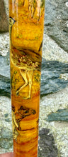 Load image into Gallery viewer, Falcon on Glove Desert Scene with Saluki Dog  - Antler handled Hazel Country Thumbstick/hiking/walking stick by Helen Elizabeth
