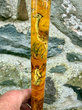 Load image into Gallery viewer, Falcon on Glove Desert Scene with Saluki Dog  - Antler handled Hazel Country Thumbstick/hiking/walking stick by Helen Elizabeth
